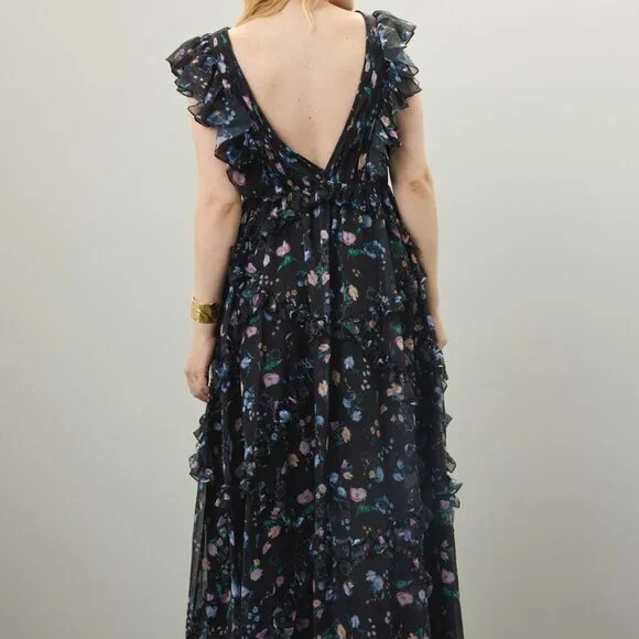 Ieena for Mac Duggal Ruffled Floral Gown, Size 12 - Picture 5 of 16